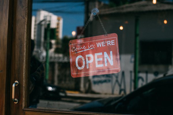 Vintage Open Sign Reflection — city wallpaper, 5K+